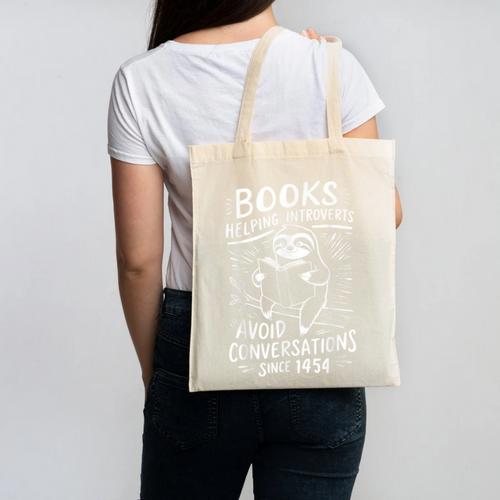 Books Helping Introverts Avoid Conversations Since 1454 Canvas Tote Bag - Bookorys