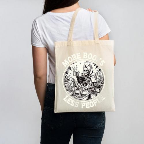 More Books Less People Introvert Skeleton Reading Canvas Tote Bag - Raresse