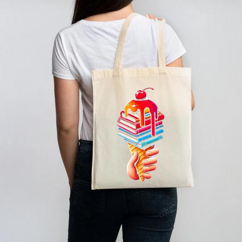 Books Reading Ice Cream Canvas Tote Bag - Bookorys CA