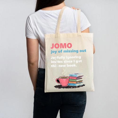 Books Saying JOMO Joy Of Missing Out For Bookworms Canvas Tote Bag - Bookorys