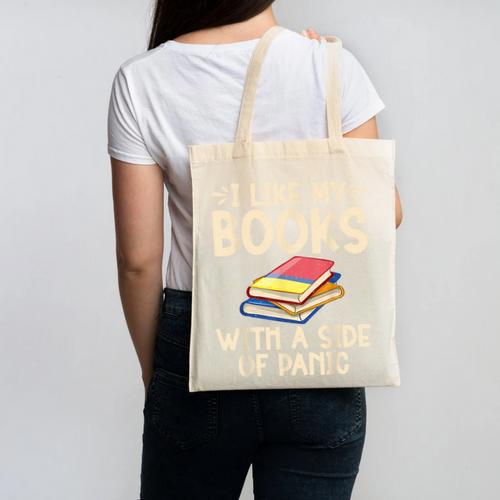 I Like My Books With a Side Of Panic Thriller Canvas Tote Bag - Bookorys AU