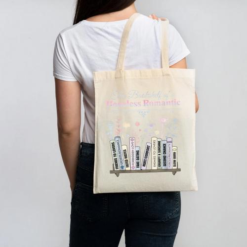 The Bookshelf Of a Hopeless Romantic Rom-Com Reading Bookish Canvas Tote Bag - Bookorys