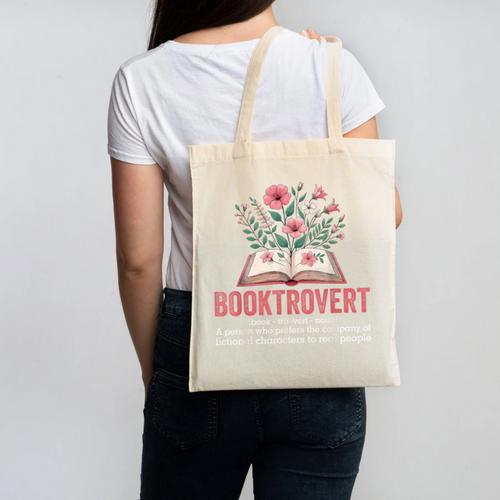 Booktrovert Book Lover Bookworm Reading Books Librarian Canvas Tote Bag - Bookorys DE