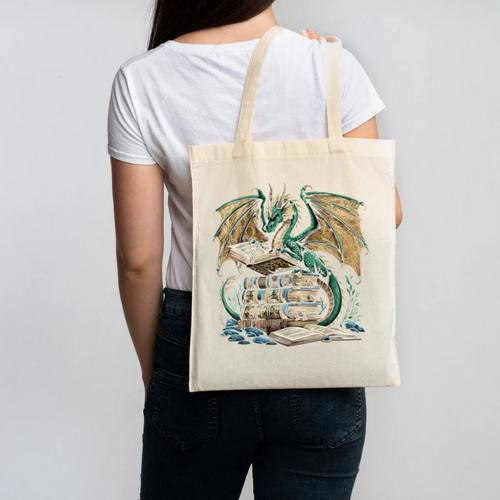 Bookworm Dragons Reading Book Dragons And Books Canvas Tote Bag - Bookorys