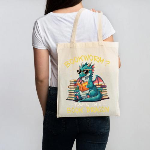 Bookworm I'm A Book Dragon Reading Books Bookish Book Lover Canvas Tote Bag - Bookorys