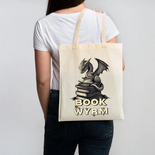 Bookwyrm Dragon Fantasy Bookish Fairytale Book Lover Canvas Tote Bag - Bookorys DE