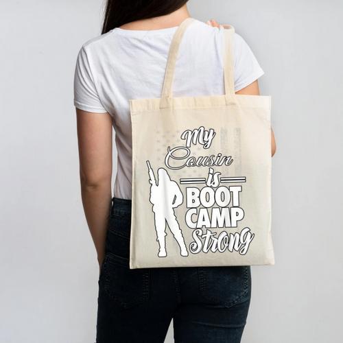Boot Camp Graduation Military Cousin Support Tee Canvas Tote Bag - Best Gift Smart