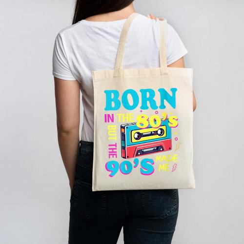Born In The 80's But 90's Made Me Nostalgia Cassette Tape Canvas Tote Bag - Figerry