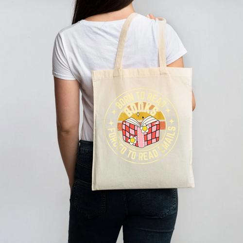 Born To Read Books Forced To Read Emails Book Lovers Canvas Tote Bag - Bookorys