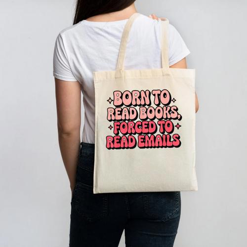 Born To Read Books Forced To Read Emails Groovy Reading Canvas Tote Bag - Bookorys