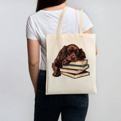 Boykin Spaniel Books Dog Breed Graphic Canvas Tote Bag - Bookorys