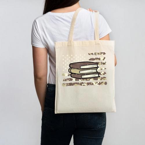 Camo Across America Read Reading Book Librarian Men Women Canvas Tote Bag - Bookorys