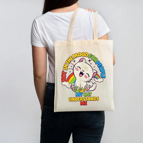 Cat Mom Loves Cats Dad Not In The Mood For People Introvert Canvas Tote Bag - Raresse