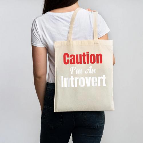 Caution I'm An Introvert Sarcastic Geek Video Gamer Jokes Canvas Tote Bag - Raresse