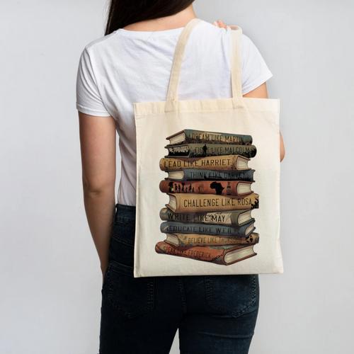 Celebrating History Month Floral Books Teacher Canvas Tote Bag - Bookorys