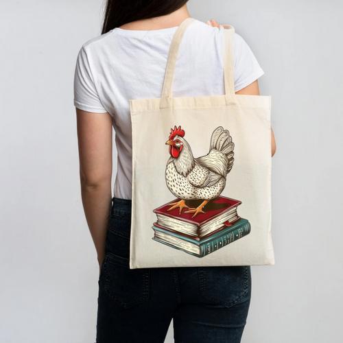 Chicken Books Back To School First Day Of School Boys Girls Canvas Tote Bag - Bookorys