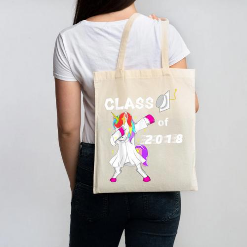 Class Of 2018 Graduation Him Her Unicorn Dabbing Shirt Canvas Tote Bag - Best Gift Smart