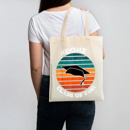 Class Of 2021 Done Senior Graduation Retro Sunset Canvas Tote Bag - Best Gift Smart