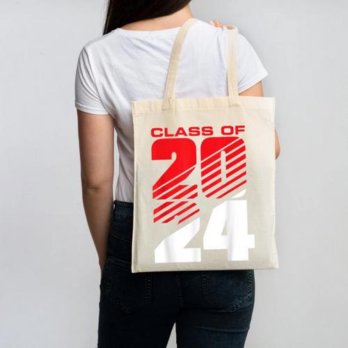 Class Of 2024 High School Senior Graduation Red Sports Style Canvas Tote Bag - Best Gift Smart