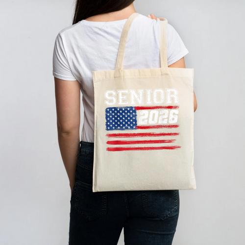 Class Of 2026 Senior Back To School American Flag Graduation Canvas Tote Bag - Best Gift Smart