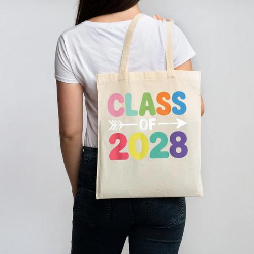 Class Of 2028 Colorful Graduation Canvas Tote Bag - Best Gift Smart
