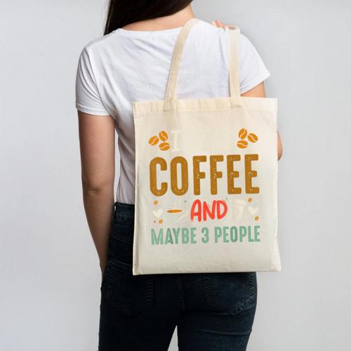 Coffee & Introvert Humor Tee Quote Cute Font Canvas Tote Bag - Raresse