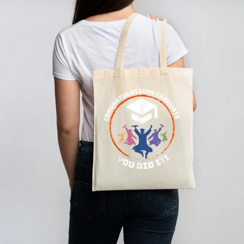 Congratulations Graduate You Did It Class Of 2024 Graduation Canvas Tote Bag - Best Gift Smart