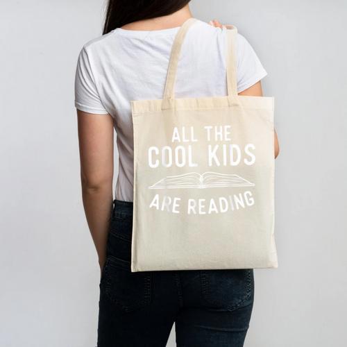 All The Cool Kids Are Reading Book Lover Bookworm Reader Canvas Tote Bag - Bookorys