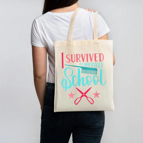 Cosmetology Graduation Tee I Survived Cosmetology School Canvas Tote Bag - Best Gift Smart