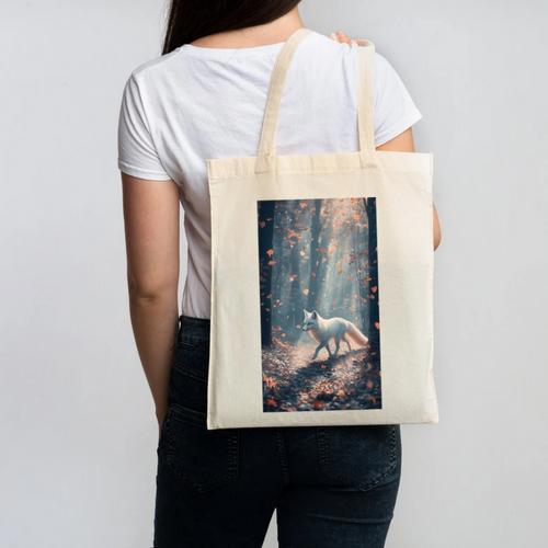 Cottagecore Fox Fox Books Flowers Wildlife Nature Canvas Tote Bag - Bookorys CA