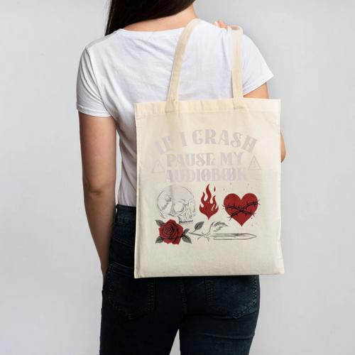 If I Crash Pause My Audiobook Lovers Dark Romance Spicy Book Canvas Tote Bag - Bookorys