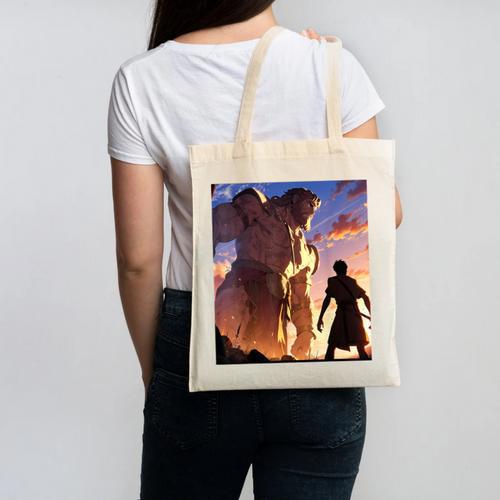 David And Goliath Bible Book Of Samuel Famous Bible Story Canvas Tote Bag - Bookorys