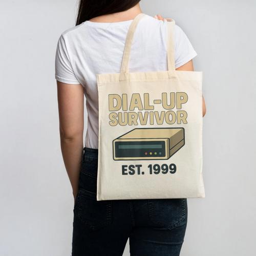 Dial Up Survivor Retro 90s Internet Nostalgia Canvas Tote Bag - Figerry