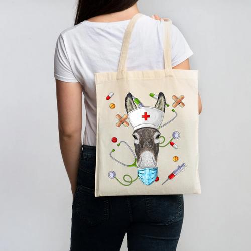 Donkey Nurse RN ER Nursing School Graduation Canvas Tote Bag - Best Gift Smart
