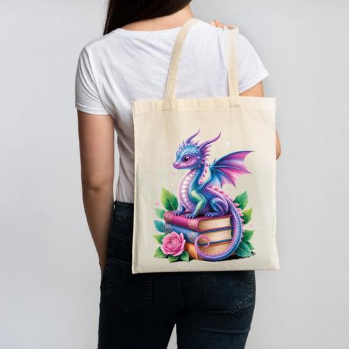 Dragon Book Fantasy Reading Canvas Tote Bag - Bookorys UK