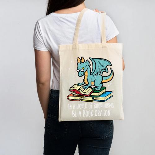 Be A Dragon Read Reading Book Librarian Men Women Kids Canvas Tote Bag - Bookorys