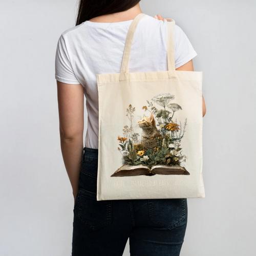 Easily Distracted By Cats And Books Canvas Tote Bag - Bookorys CA