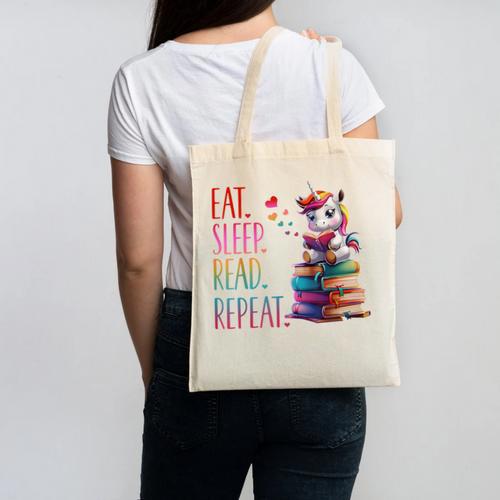 Eat Sleep Read Repeat Unicorn Read Book Reading Lovers Kids Canvas Tote Bag - Bookorys DE