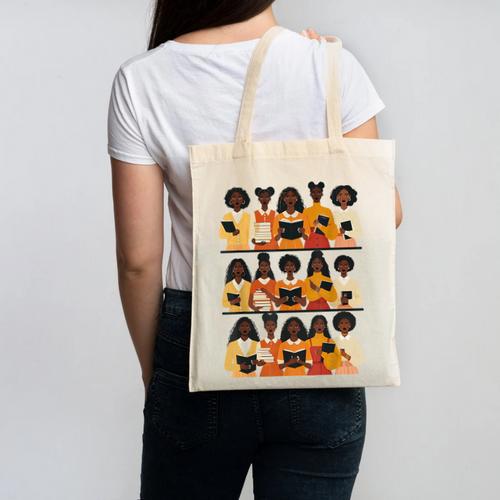 Educated Afro Women Girl Reading Book Future HBCU Grad Canvas Tote Bag - Bookorys
