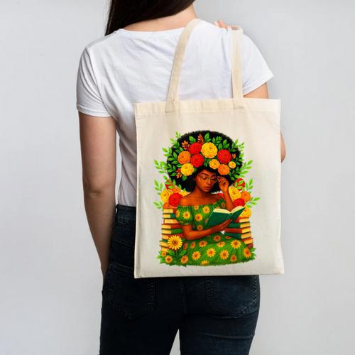 Educated Women Girls Reading Book Black History Month Canvas Tote Bag - Bookorys