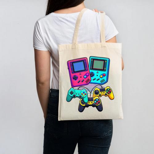 Eighties Console Controller Gaming Player Gadget Nostalgia Canvas Tote Bag - Figerry