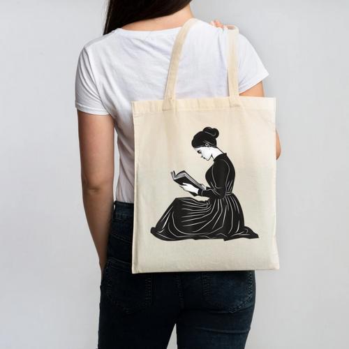 Emily Dickinson Reading A Book Canvas Tote Bag - Bookorys