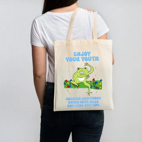 Enjoy Adulthood Comes With Bills Nostalgia Regret Canvas Tote Bag - Figerry
