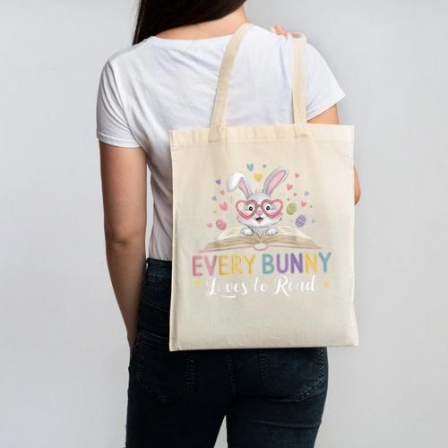 Every Bunny Loves To Read Book Lover Bookworm Rabbit Easter Canvas Tote Bag - Bookorys CA