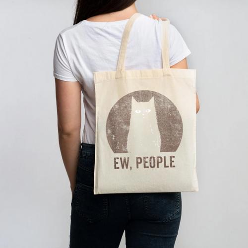 Ew People Introvert Cat Meow Cat Lover Men Women Kids Canvas Tote Bag - Raresse