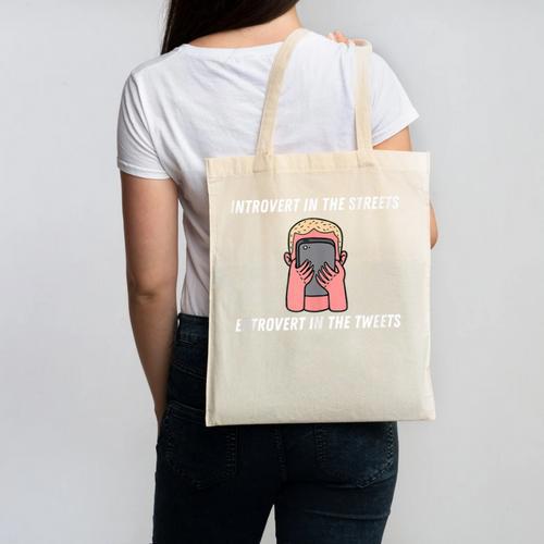 Extroverted Introvert In The Streets Extrovert In The Tweets Canvas Tote Bag - Raresse