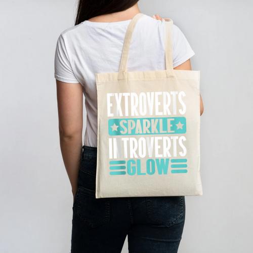 Extroverts Sparkle Introverts Glow Introvert Canvas Tote Bag - Raresse