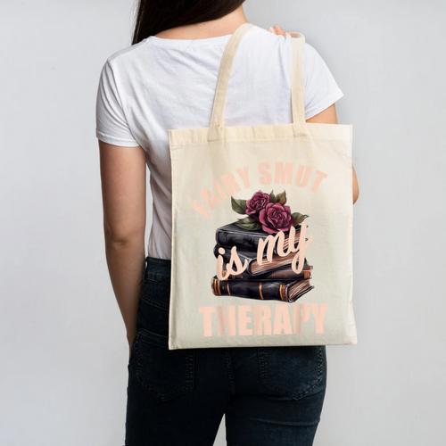 Fairy Smut Is My Therapy Romantasy Spicy Books Faerie Tales Canvas Tote Bag - Bookorys