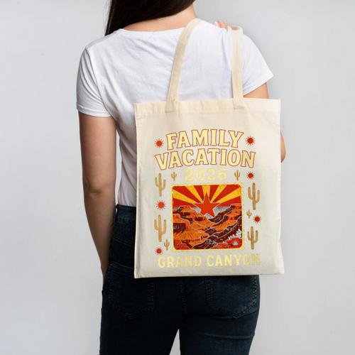 Family Vacation Grand Canyon 2026 Nostalgia Canvas Tote Bag - Figerry