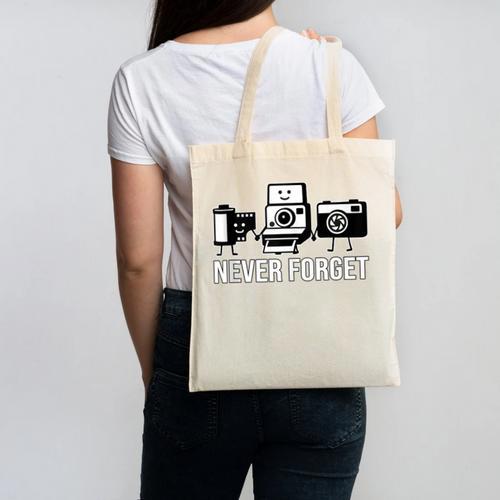 Never Forget Retro Camera Photography Nostalgia Canvas Tote Bag - Figerry